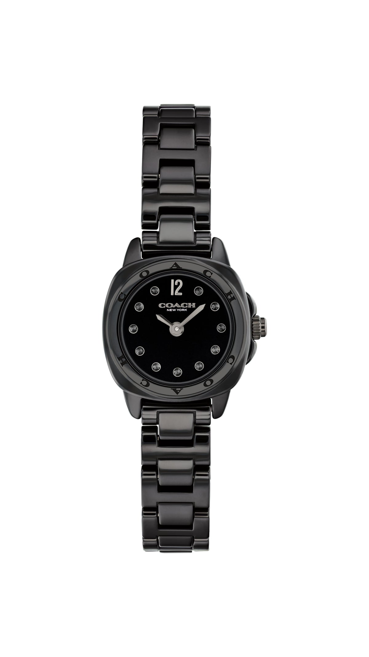 Coach Kitt Ladies. Black Ceramic Case & Bracelet. Black Dial