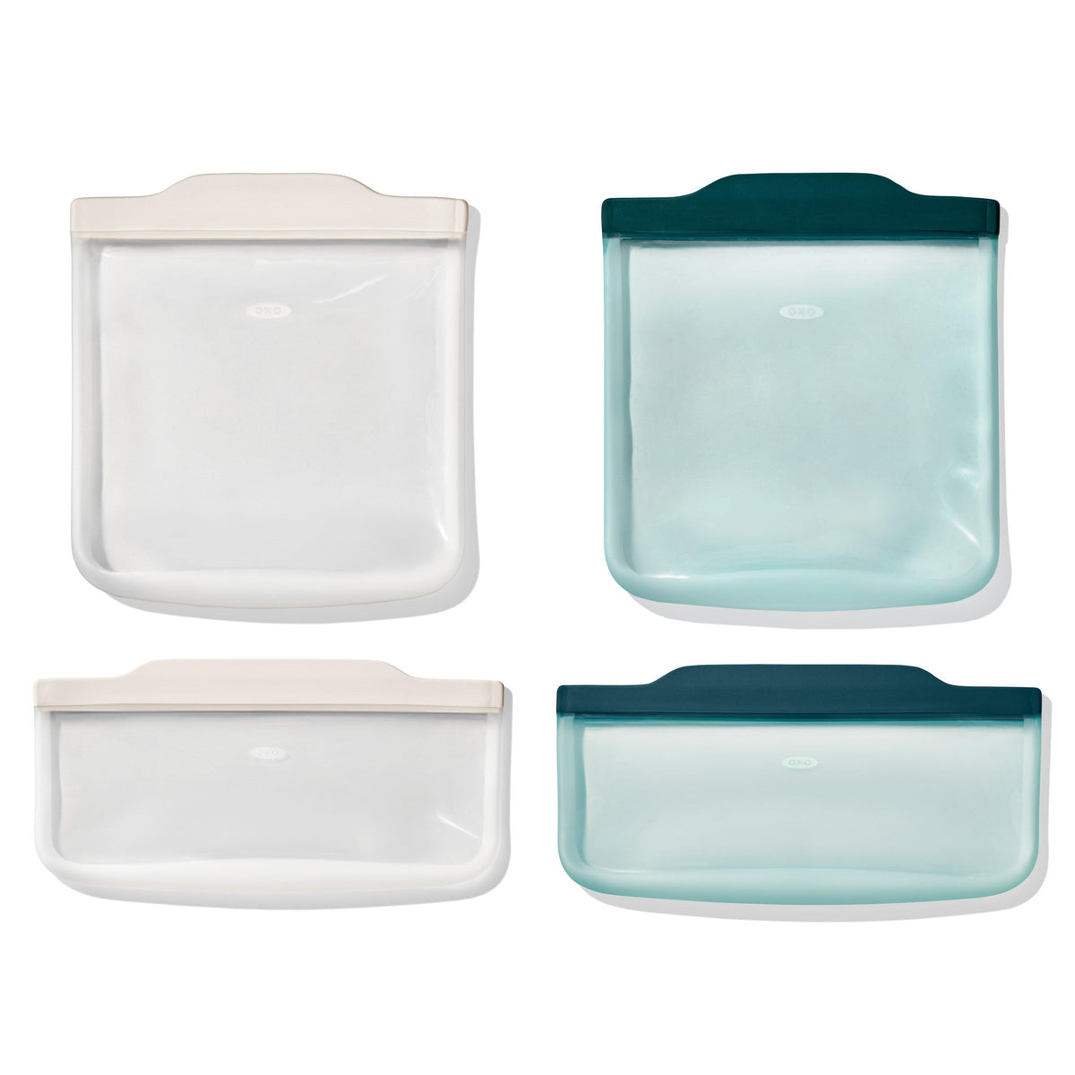 OXO Good Grips 4pc Starter Set Silicone Reusable Bags Oat & Lagoon