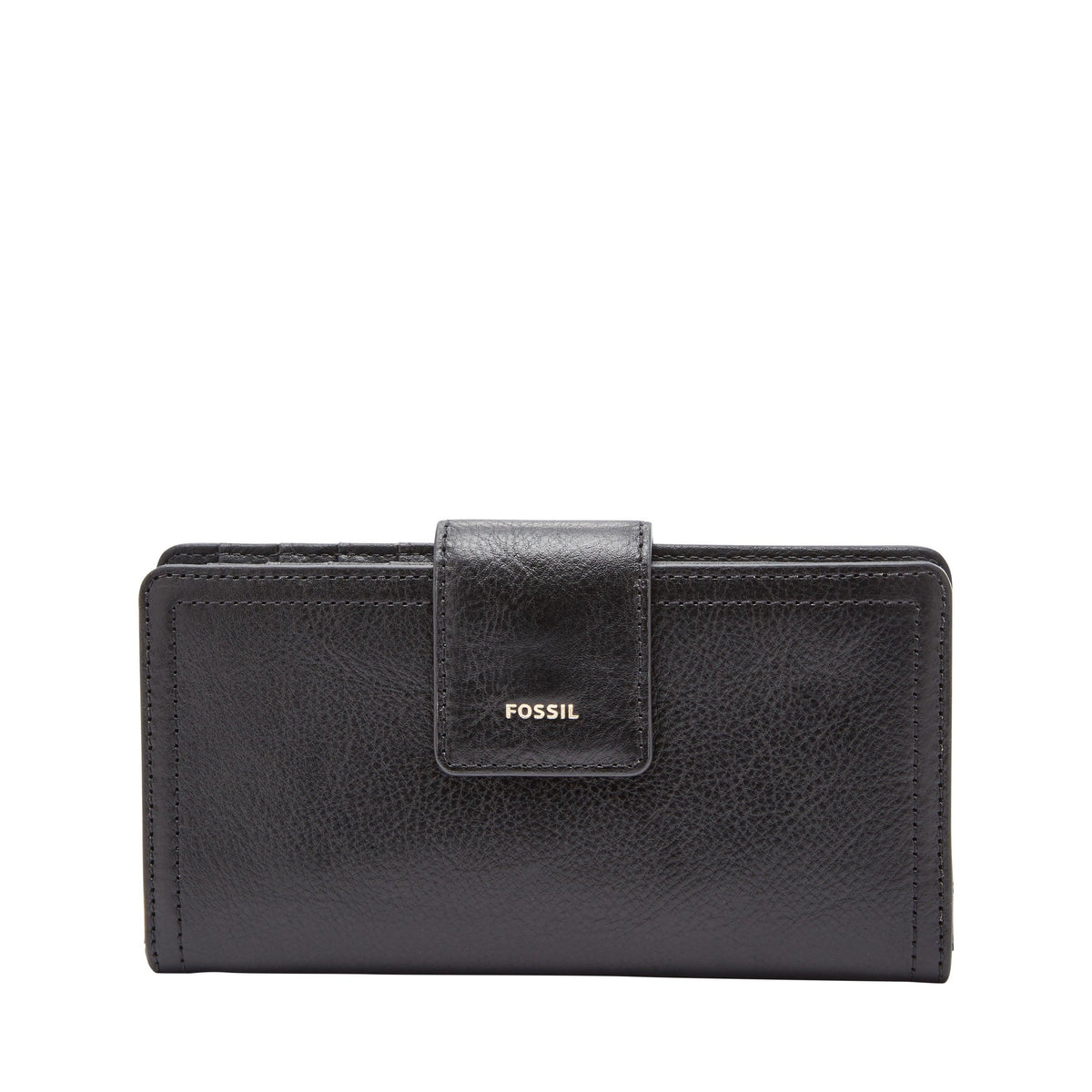 Fossil Logan Leather RFID Tab Clutch Wallet Black