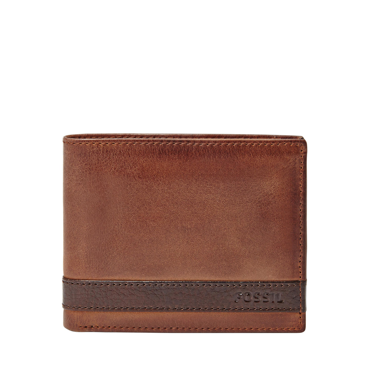 Fossil Quinn Mens Flip ID Bilfold Wallet Brown