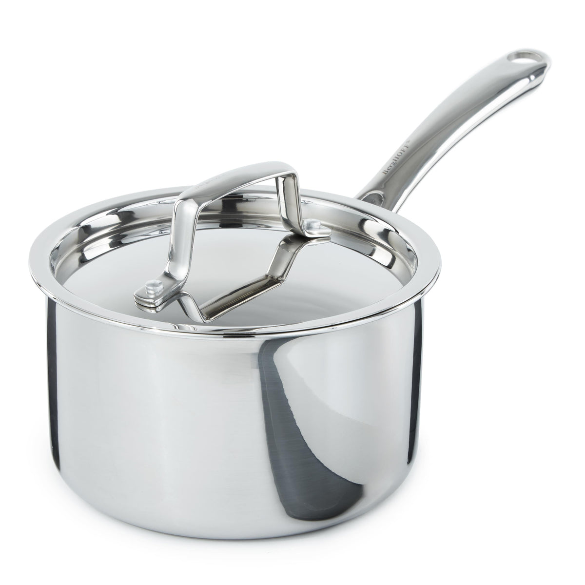 BergHOFF Professional Tri-Ply 18/10 Stainless Steel 6.25" Saucepan with SS Lid, 2qt