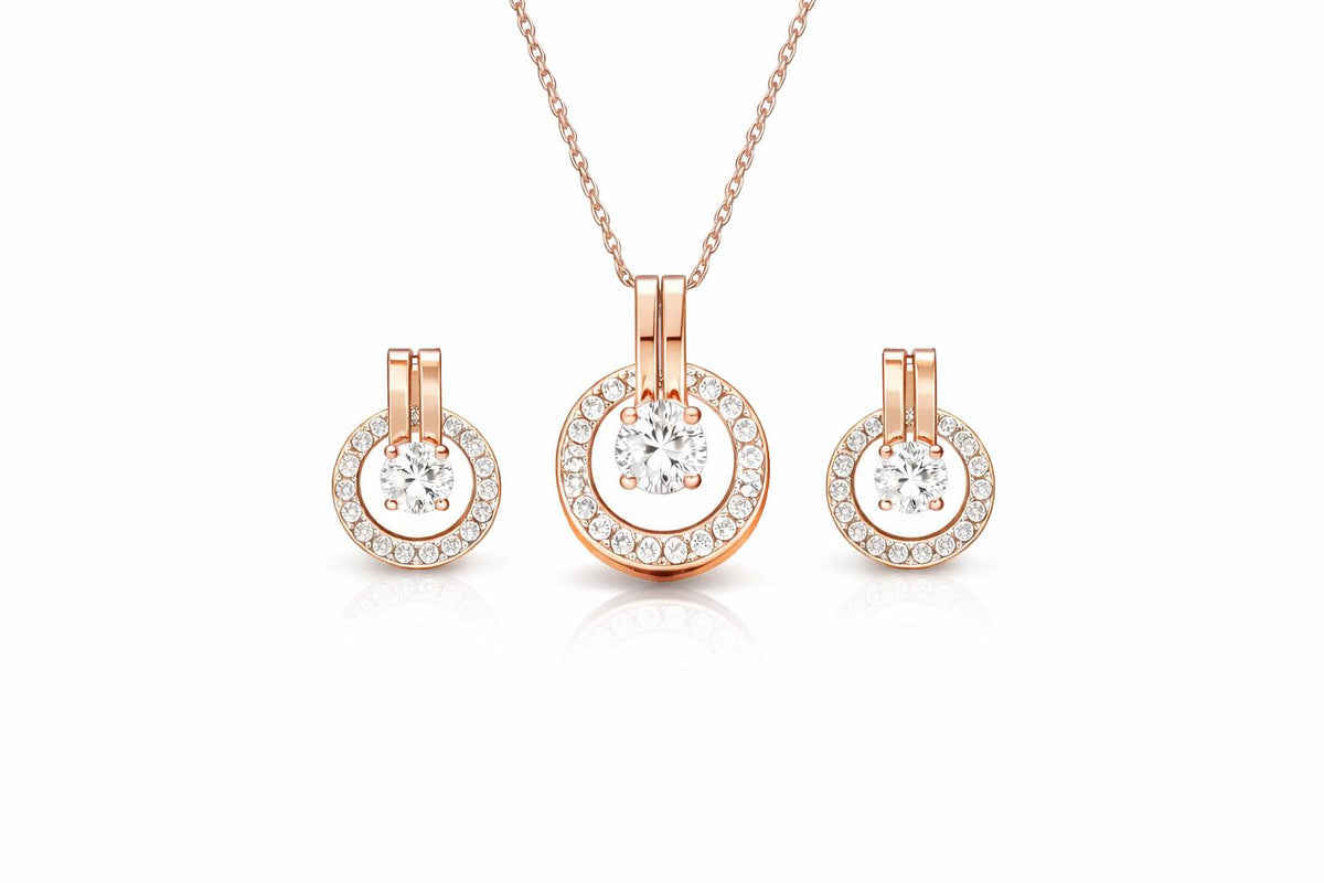 Completely Bella Floating CZ Rose Gold Jewelry Set