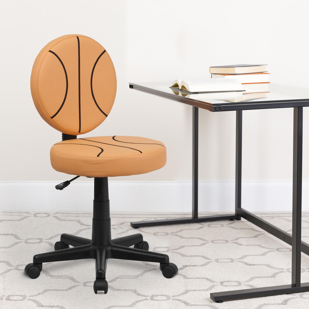 Flash Furniture Football Vinyl Upholstered Swivel Task Office Chair with Adjustable Height