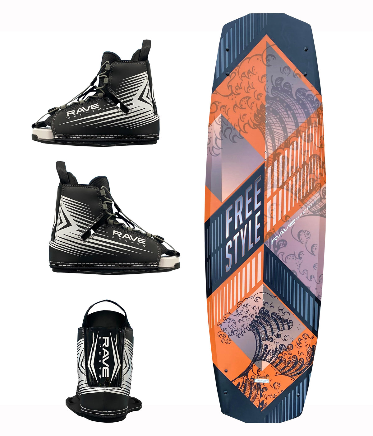 RAVE Sports - Freestyle Wakeboard, Orange w/Bindings Package