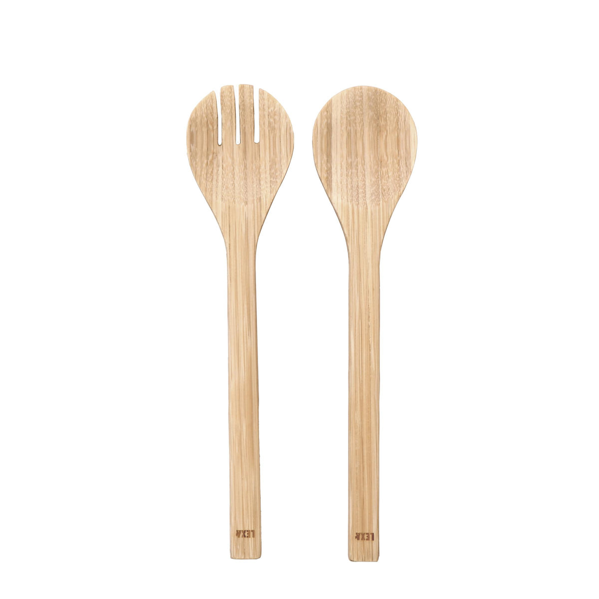 KitchenSupply LEXA - 12-Inch Bamboo Salad Utensil Set - Natural Bamboo