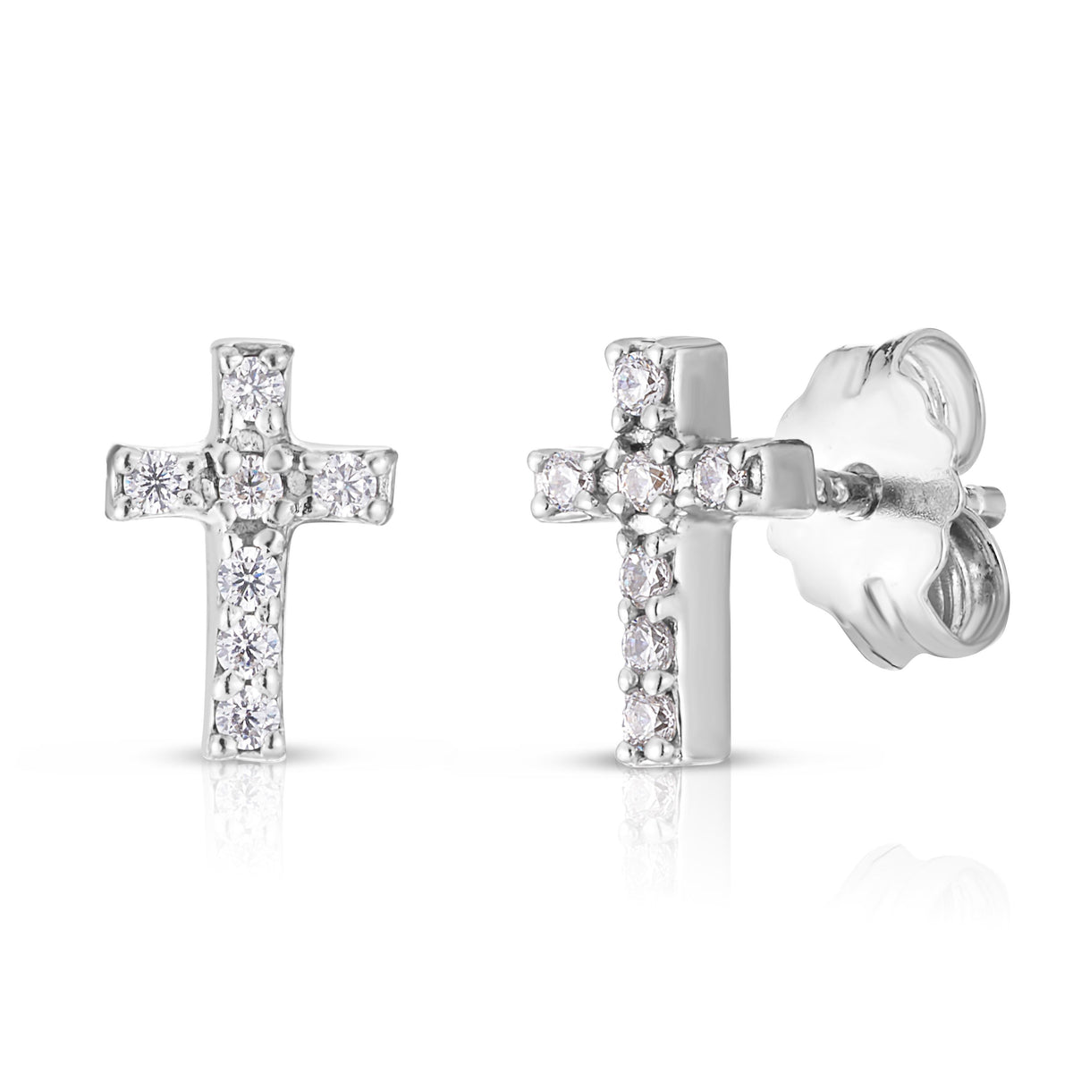 Jilco Inc White Topaz Cross Studs