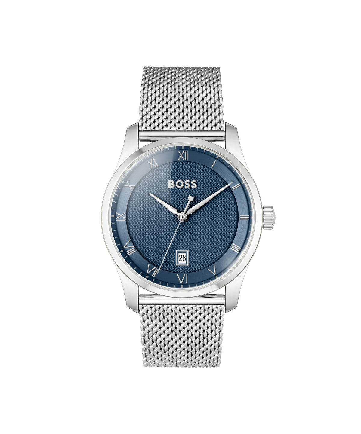 HUGO BOSS Boss Principle Gents. Stainless Steel Case & Mesh Bracelet. Galvanic Blue Dial