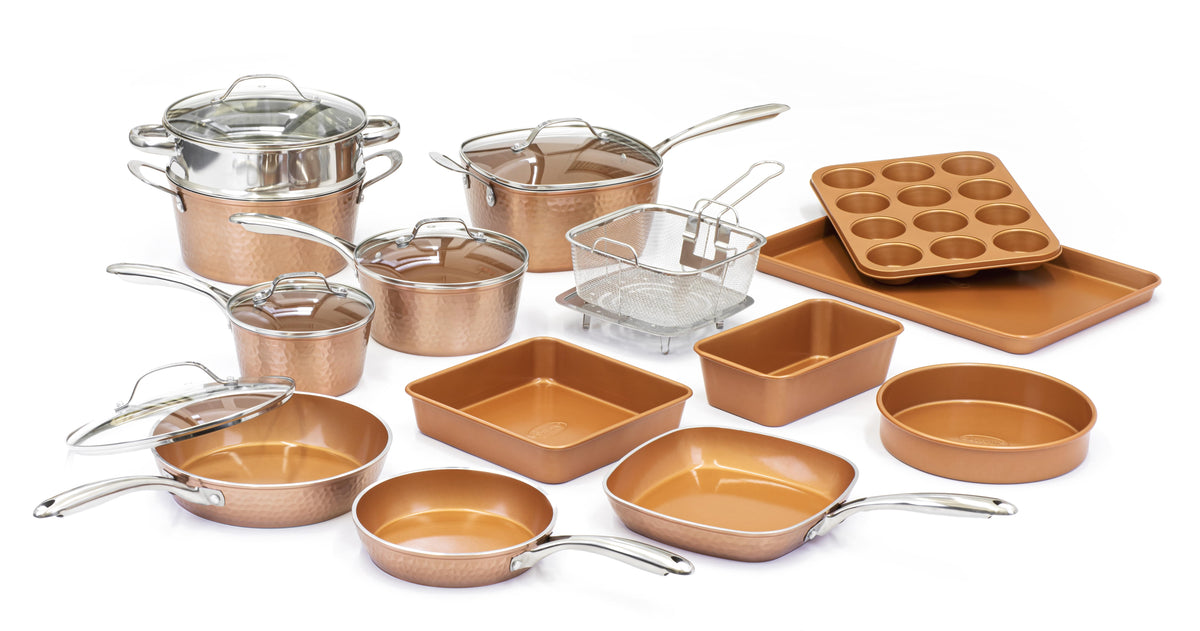 Gotham Steel Cookware Hammered Cookware and Bakeware Set Size 20 Piece Set