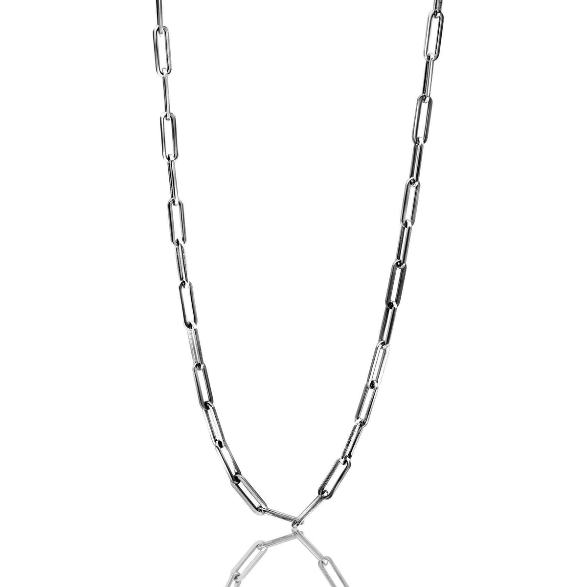 Joyful Sentiments Paper Clip Chain Link Necklace - Stainless Steel 18"