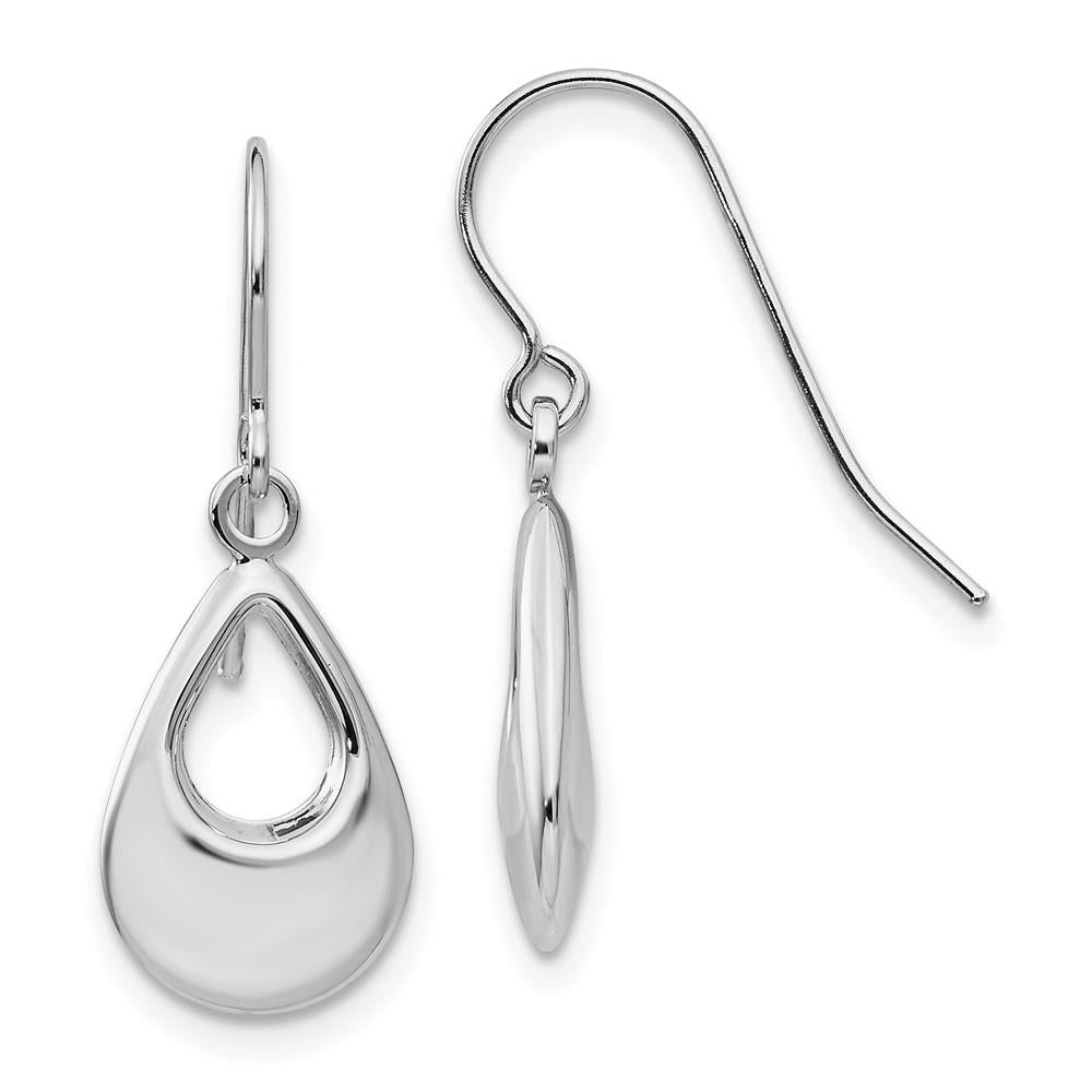Distinctive 14k White Gold Teardrop Hollow Dangle Earrings