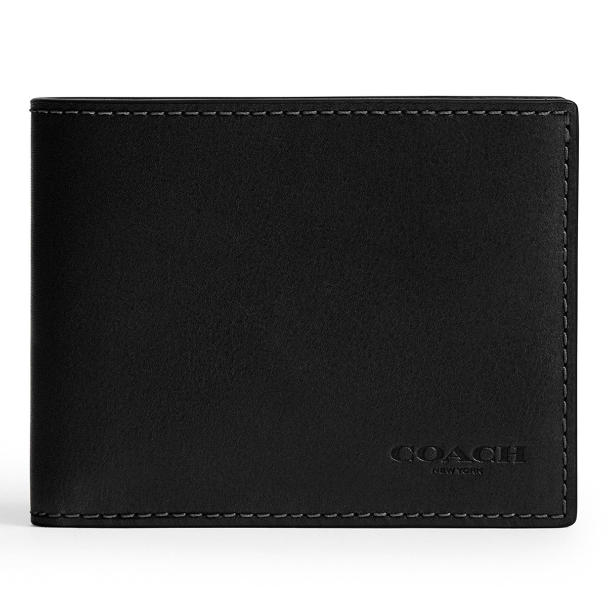 COACH Mens Full Grain Leather Slim Billfold - Black