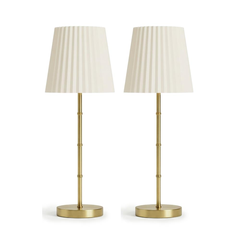 Bell + Howell Rechargeable Bamboo Table Lamp Size 14" 2 Pack