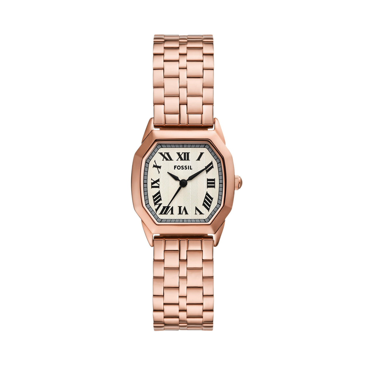 Fossil Ladies Harlow Rose Gold-Tone Stainless Steel Octagon Watch Cream Dial