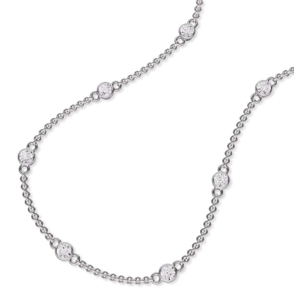 Prestige Boutique Diamonds Bezel Lab Diamond Station Necklace Size 18"