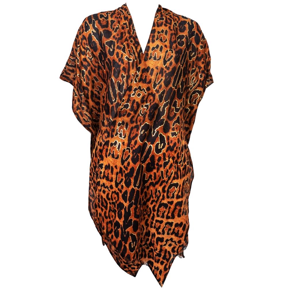 Jessica McClintock Animal Print Kimono with Gold Foil