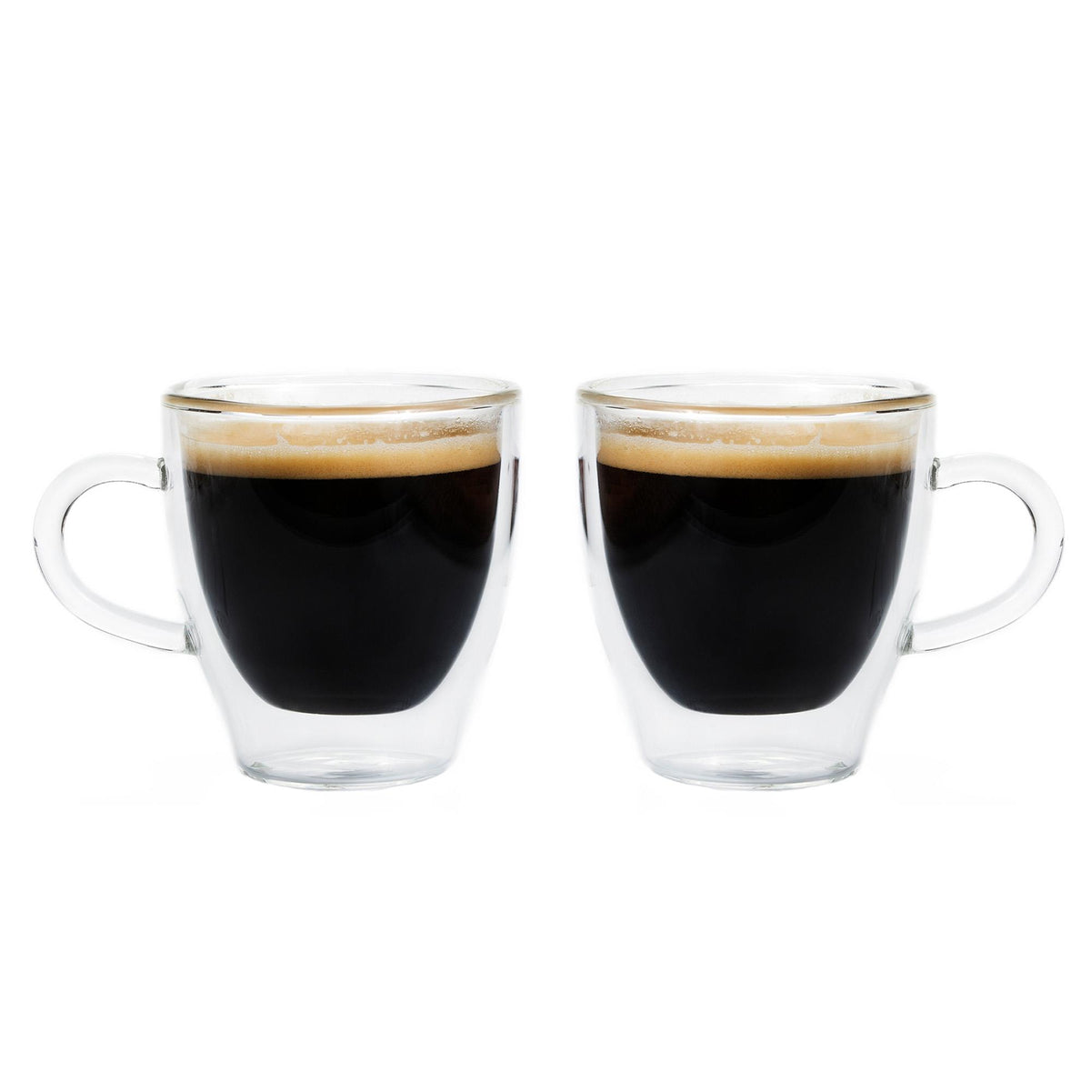 Grosche TURIN Double Wall Espresso Glass Cups, Set of 2, Larger cup double shot, 4.7 oz.