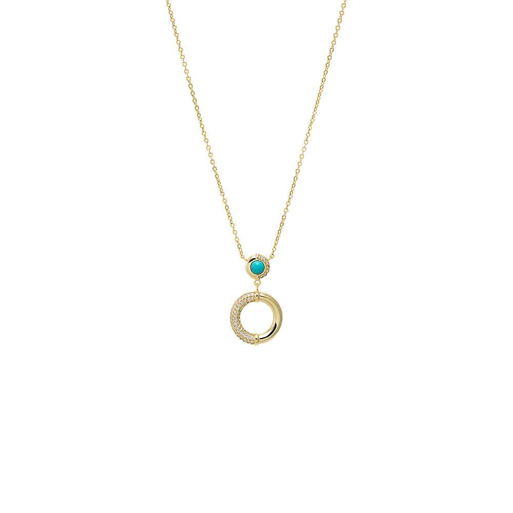 Adina Eden Turquoise CZ Pendant Necklace