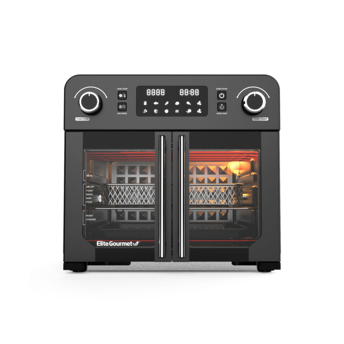 Elite Gourmet 24.5qt French Door Air Fryer Convection Countertop Oven
