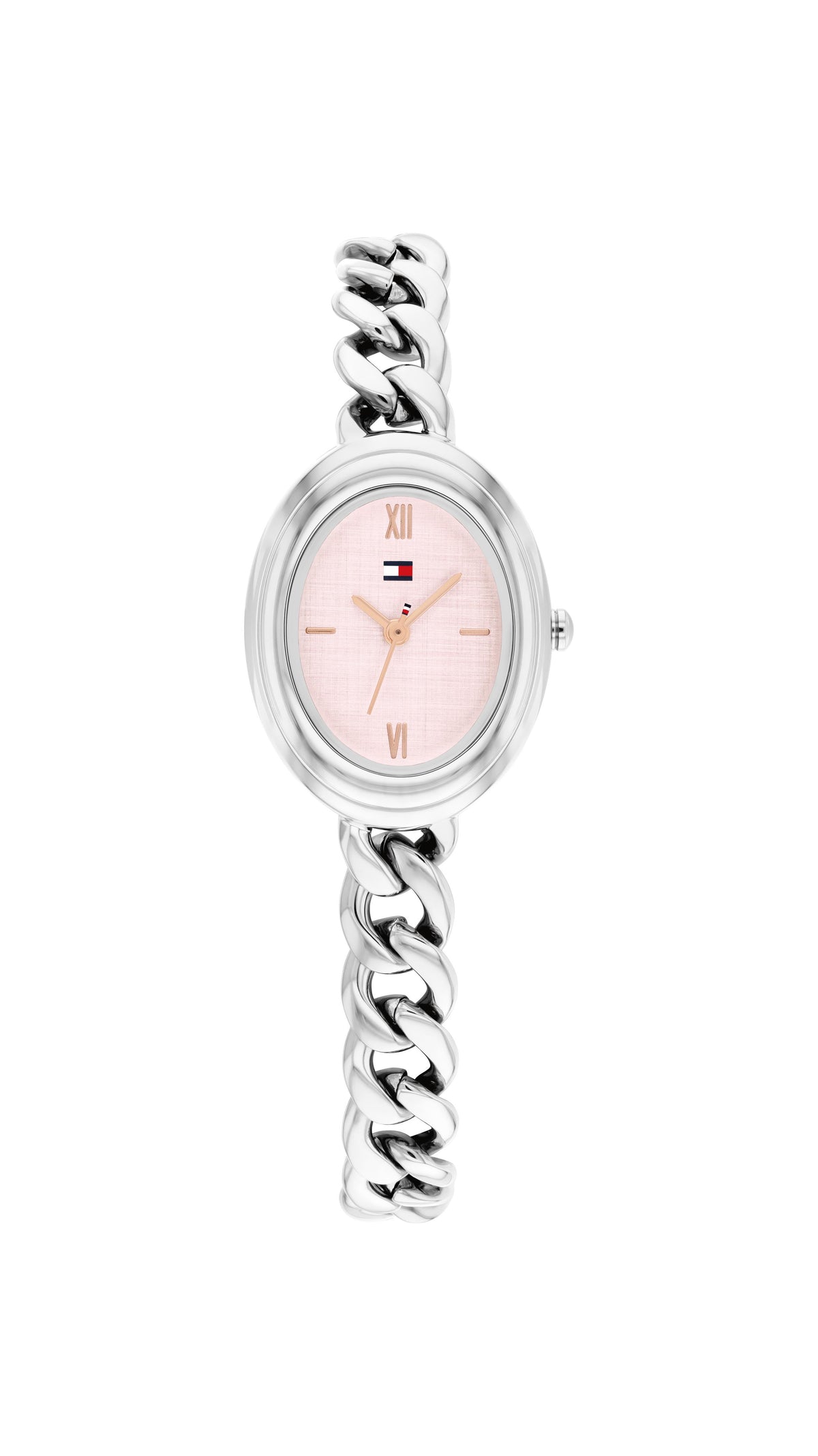 Tommy Hilfiger Ladies. Stainless Steel Case & Chain link Bracelet. Blush Dial