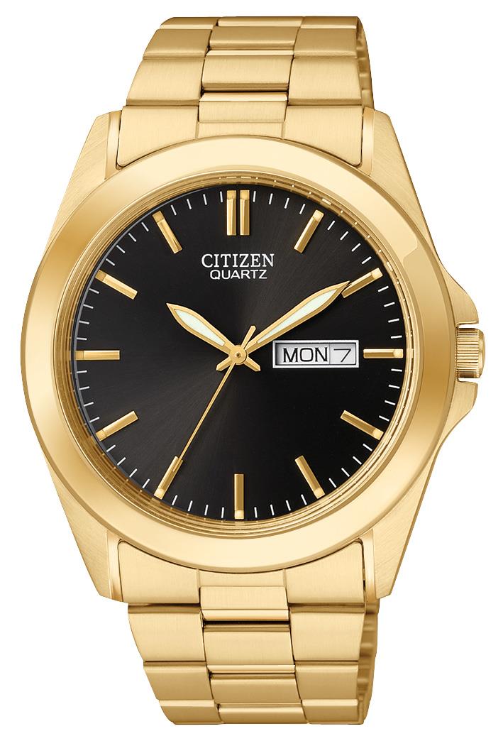 Citizen Watch Men's Quartz Watch, Gold-tone SS with Black Dial