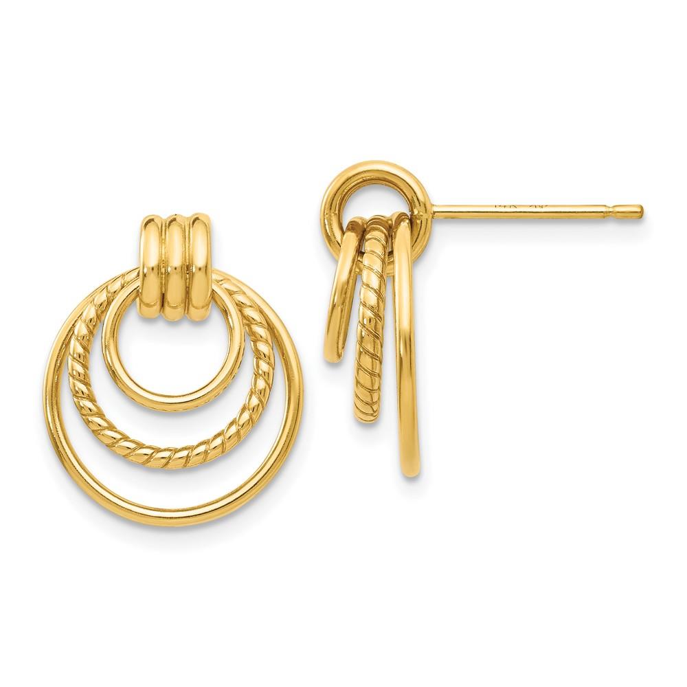 Distinctive 14k Polished and Textured Fancy Post Earrings