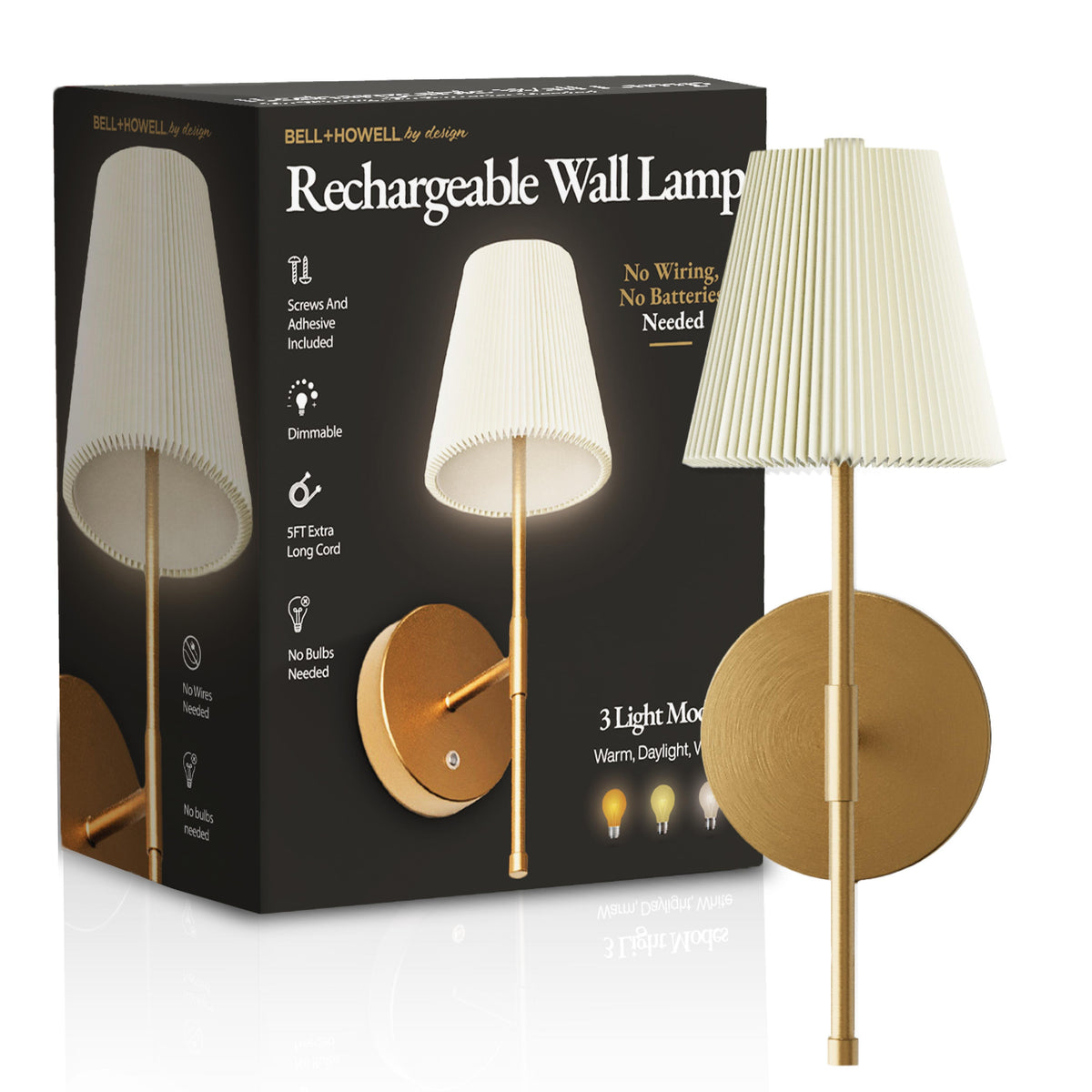 Bell + Howell Pleated Rechargeable Wall Lamp