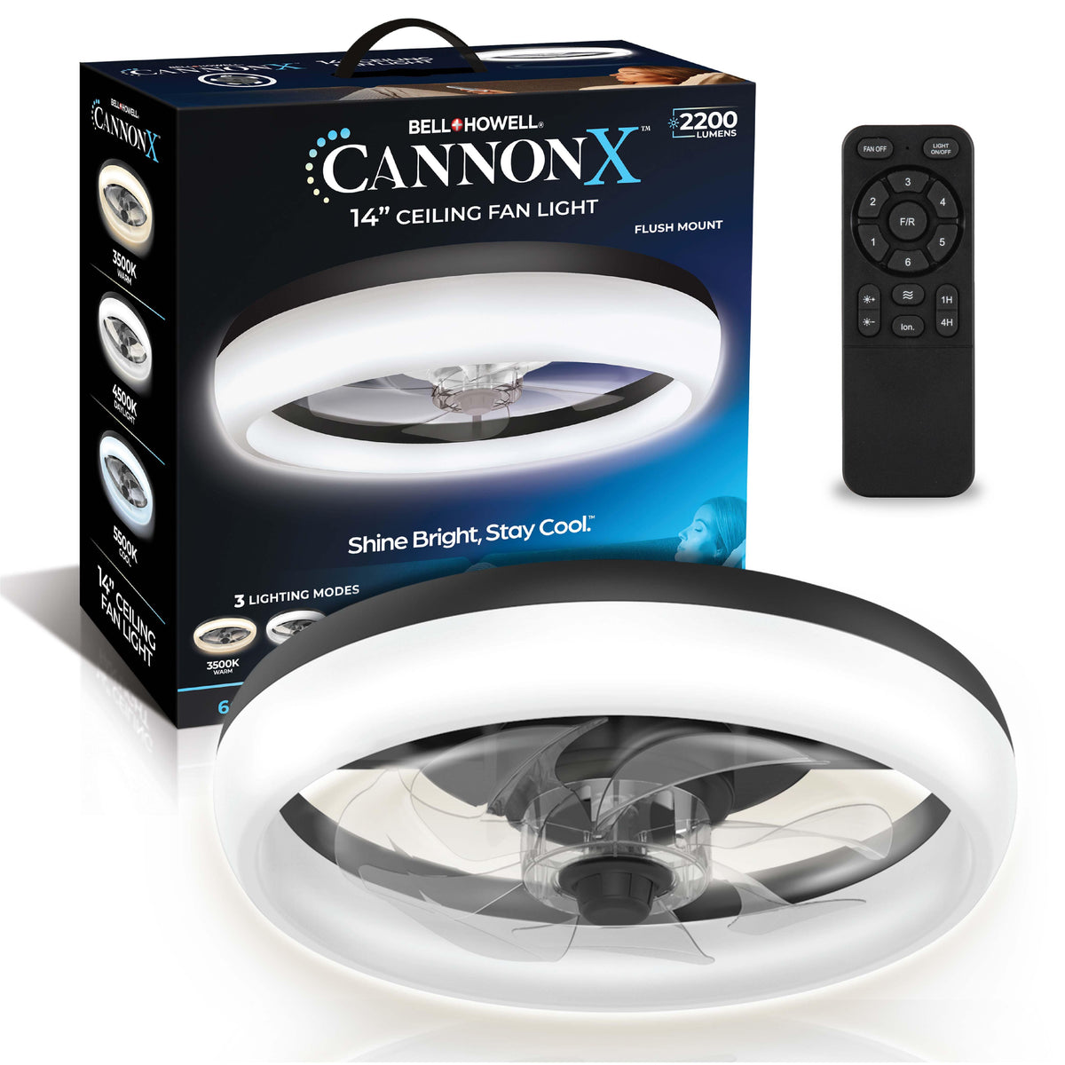 Bell + Howell CannonX Low Profile Ceiling Fan Size 14"