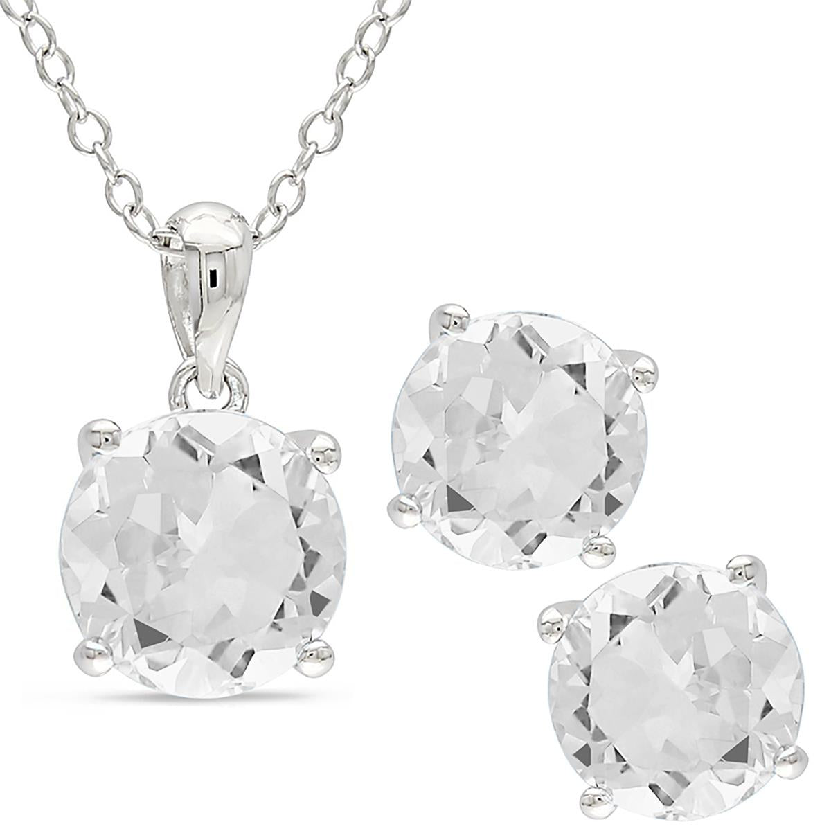 Jilco Inc White Topaz Earring & Necklace Set
