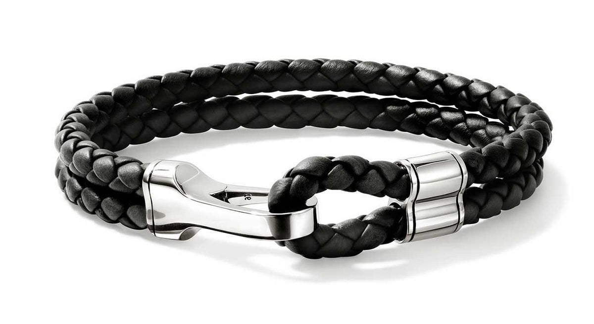 John Hardy Hook Clasp Men's Leather Bracelet