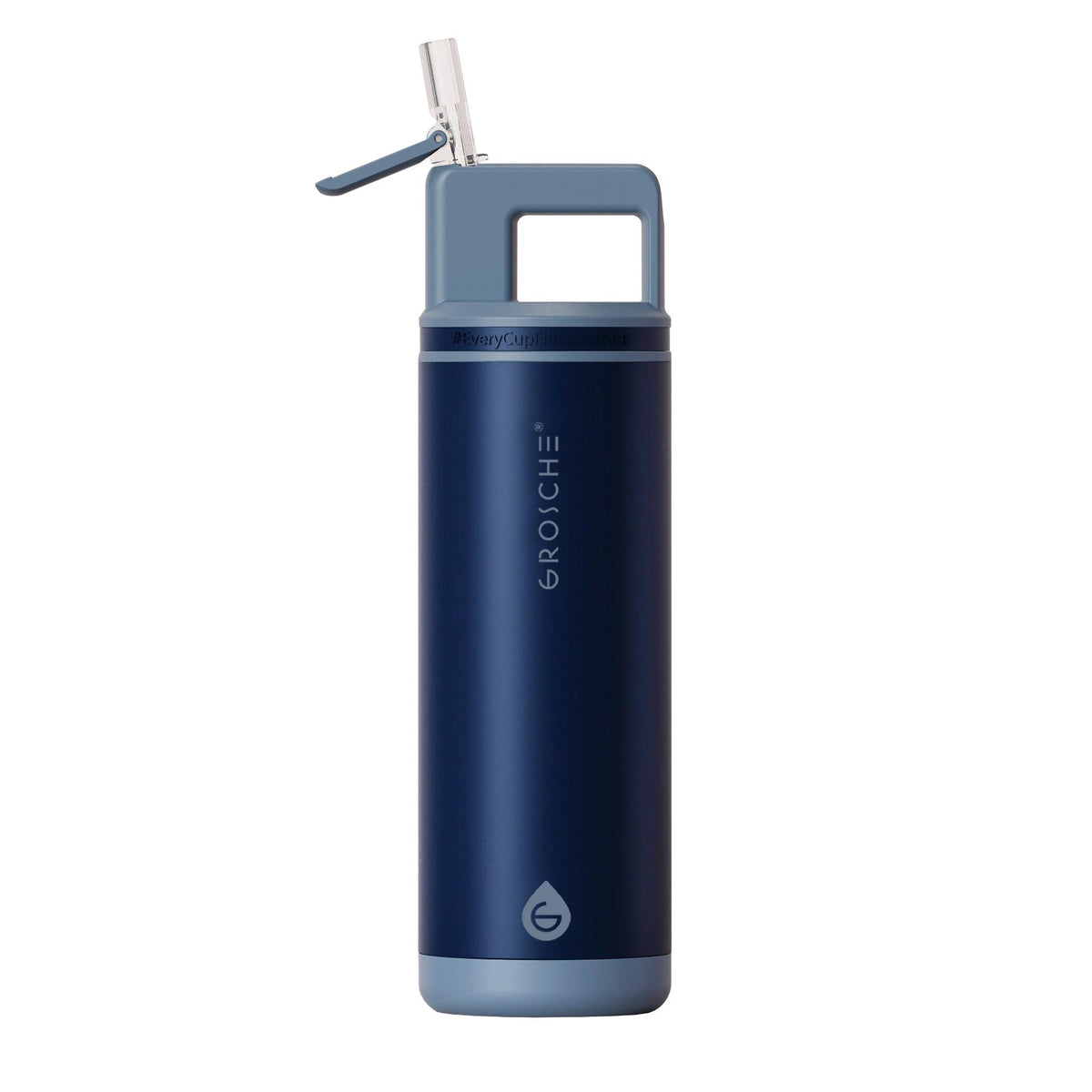 Grosche Alpine Flip N' Sip 20 oz. Insulated Water Bottle, Mountain Blue