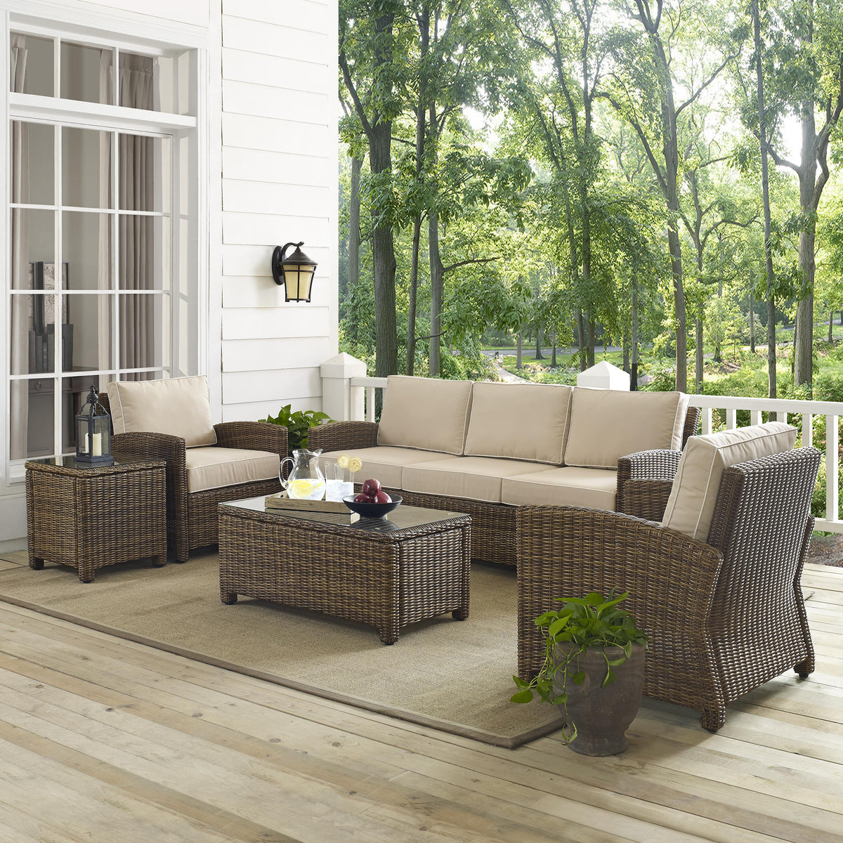 Crosley Outdoor Bradenton 5Pc Wicker Outdoor Sofa Patio Furniture Set