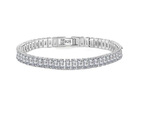 Completely Bella Sterling Silver 7" Emerald Cut Tennis Bracelet