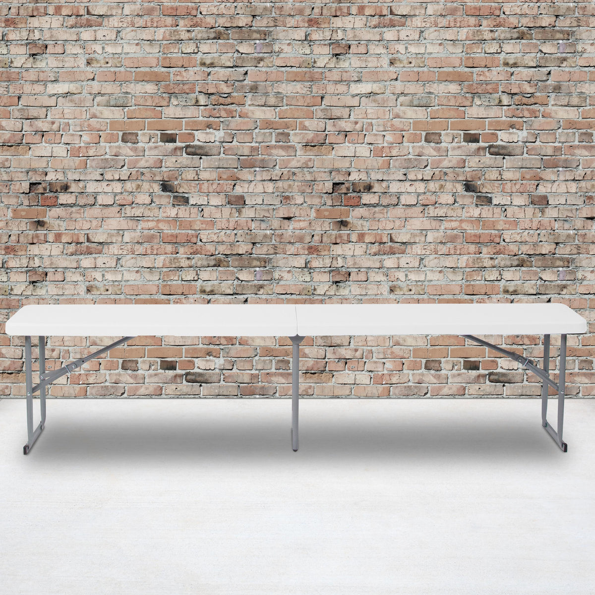 Flash Furniture 10.25"W x 71"L Bi-Fold Granite White Plastic Bench with Carrying Handle