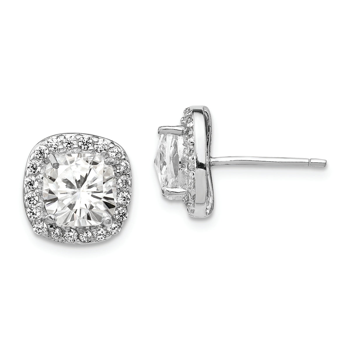 Distinctive Cheryl M Sterling Silver Cubic Zirconia Square Post Earrings