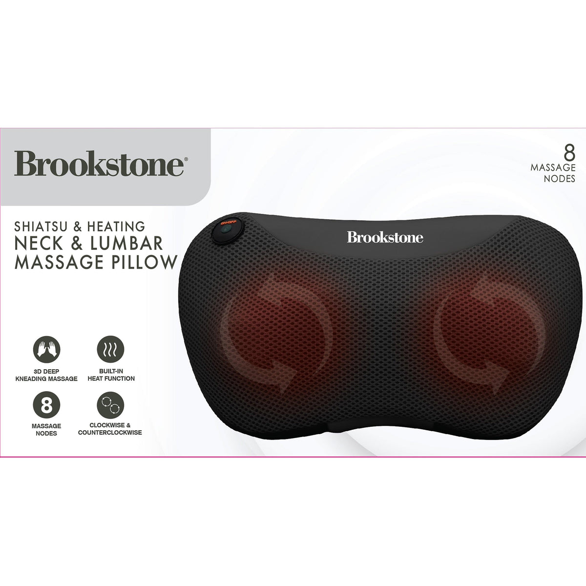 Brookstone Shiatsu & Heating Neck/Lumbar Massage Pillow w/ Heat