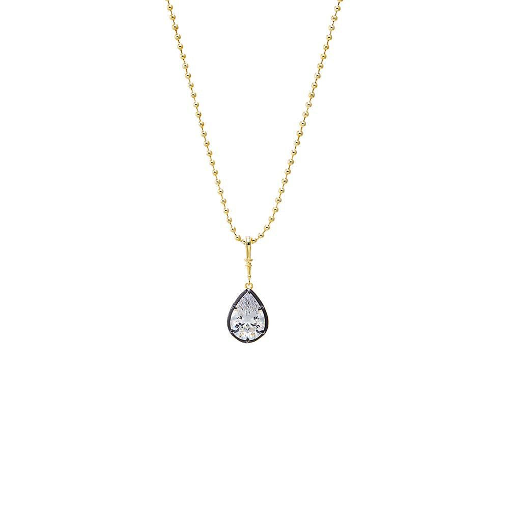 Adina Eden CZ Pear Encased Statement Necklace Charm