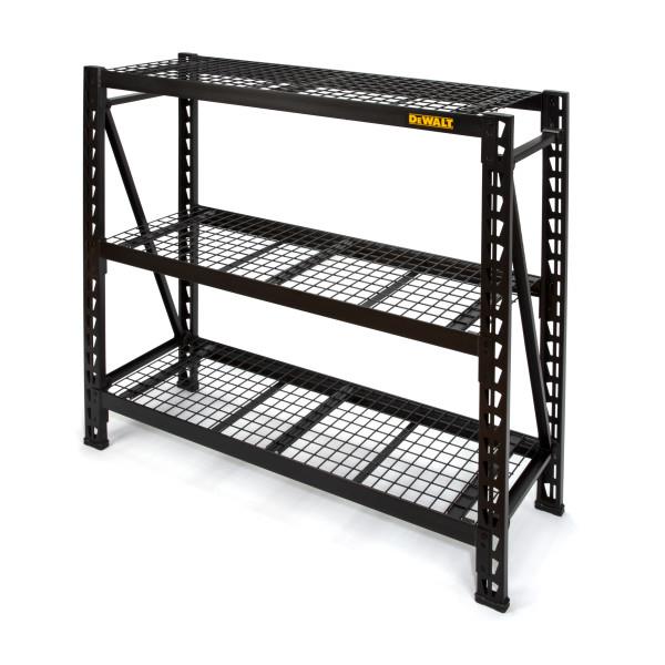 JS Products Dewalt 4' DXST4500-W Series Wire Deck Industrial Storage Rack: Black