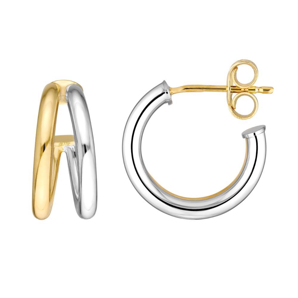 HAWLEY ST Two-Tone 10mm Double Open Hoop Earrings
