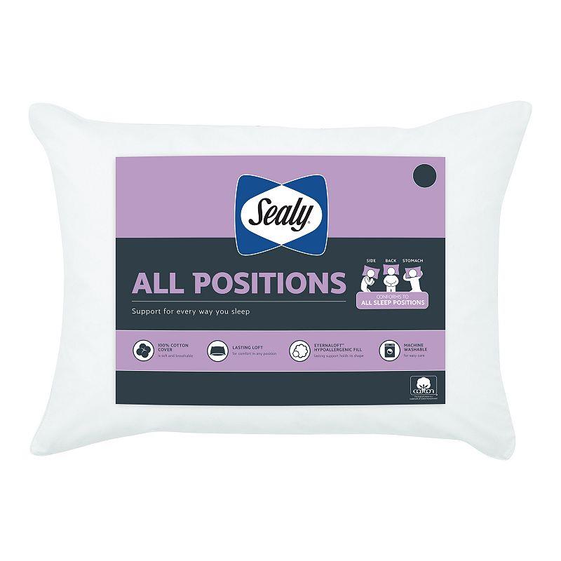 Sealy All Positions Adjustable Support Pillow, White-Standard/Queen