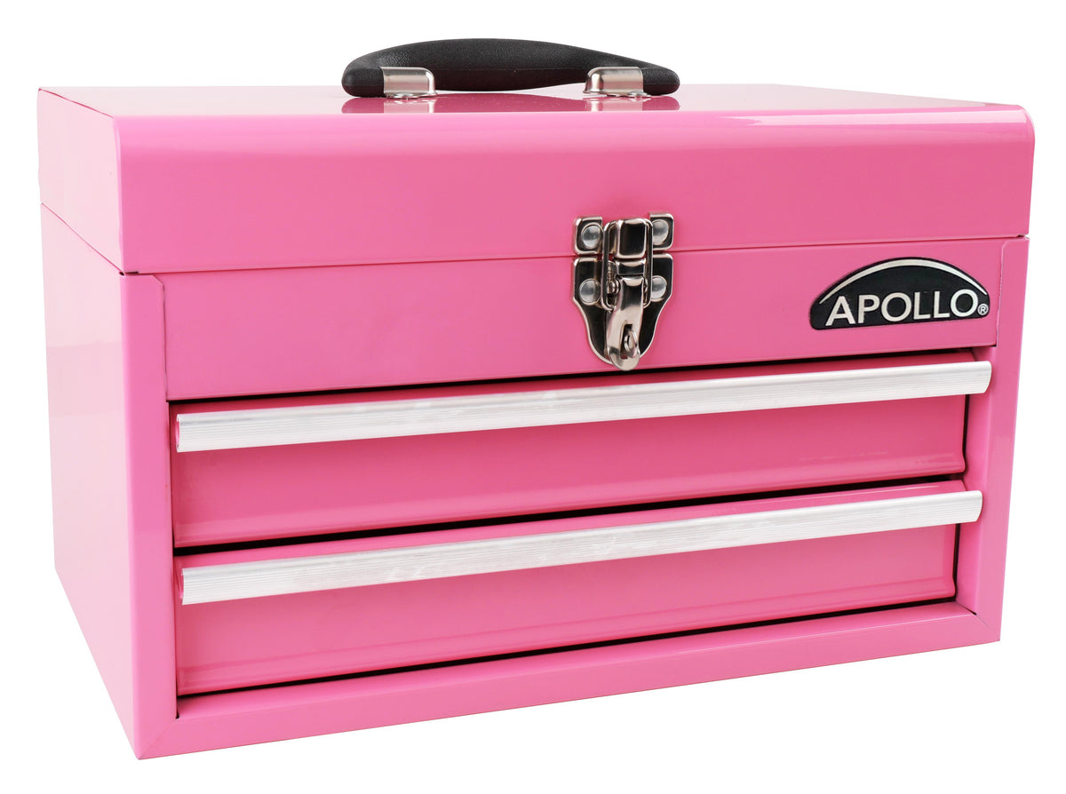 Apollo Tools 14 in 2-Drawer Metal Box Pink