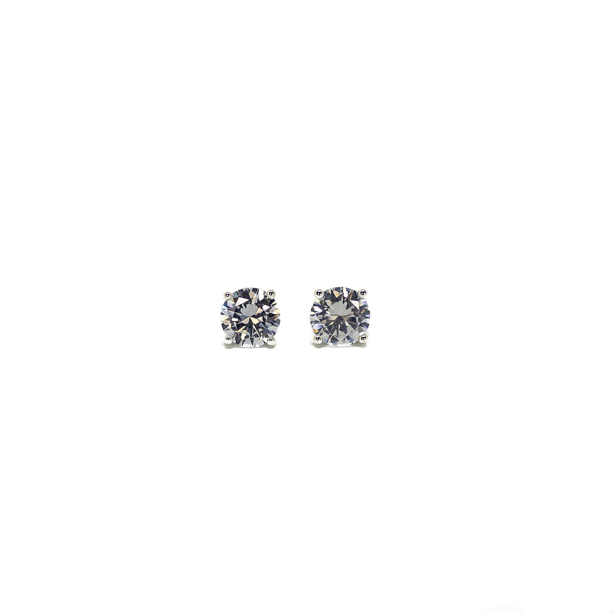 Completely Bella Round Cut CZ and Sterling Silver Stud Earrings