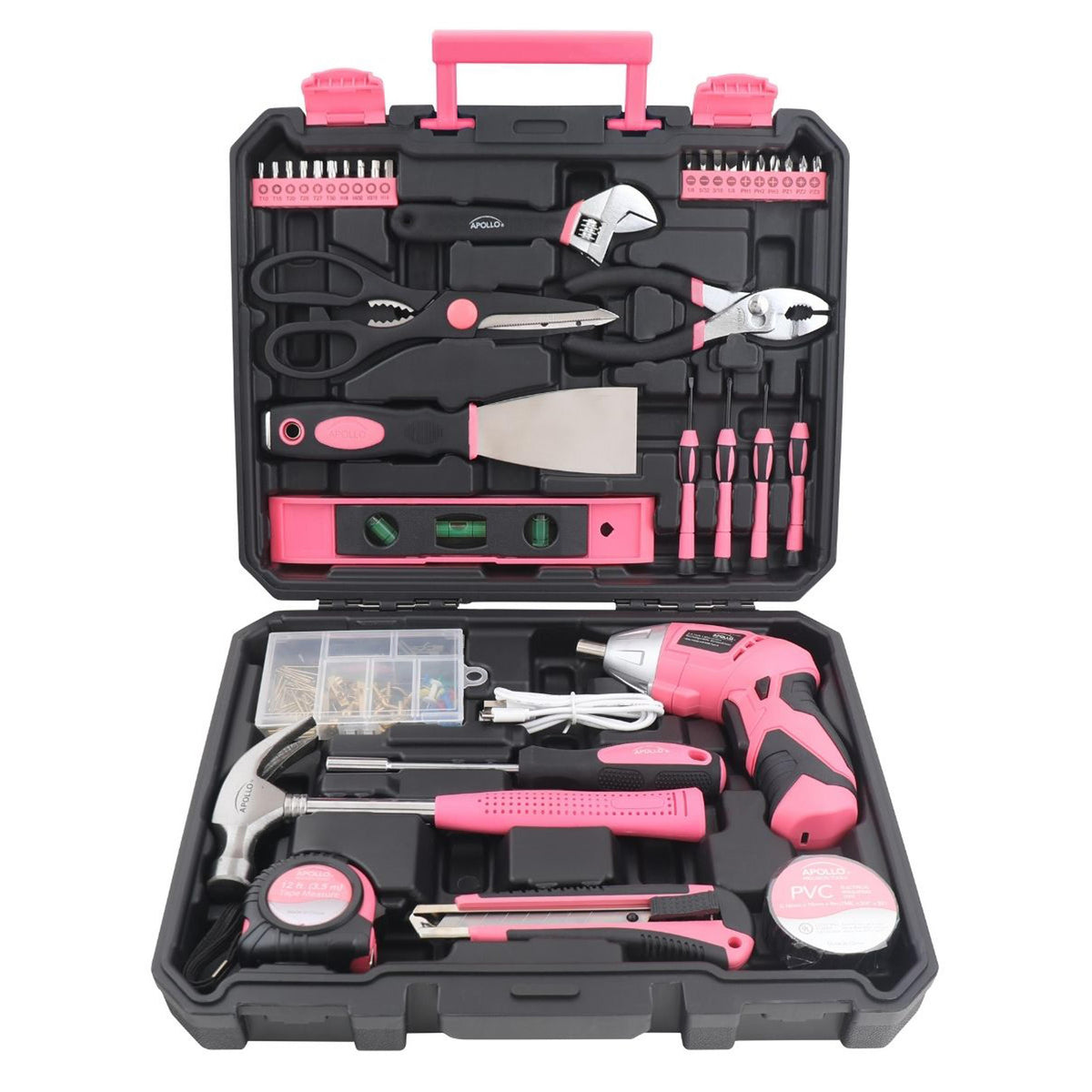 Apollo Tools 135 Piece Pink Household Tool - Pink