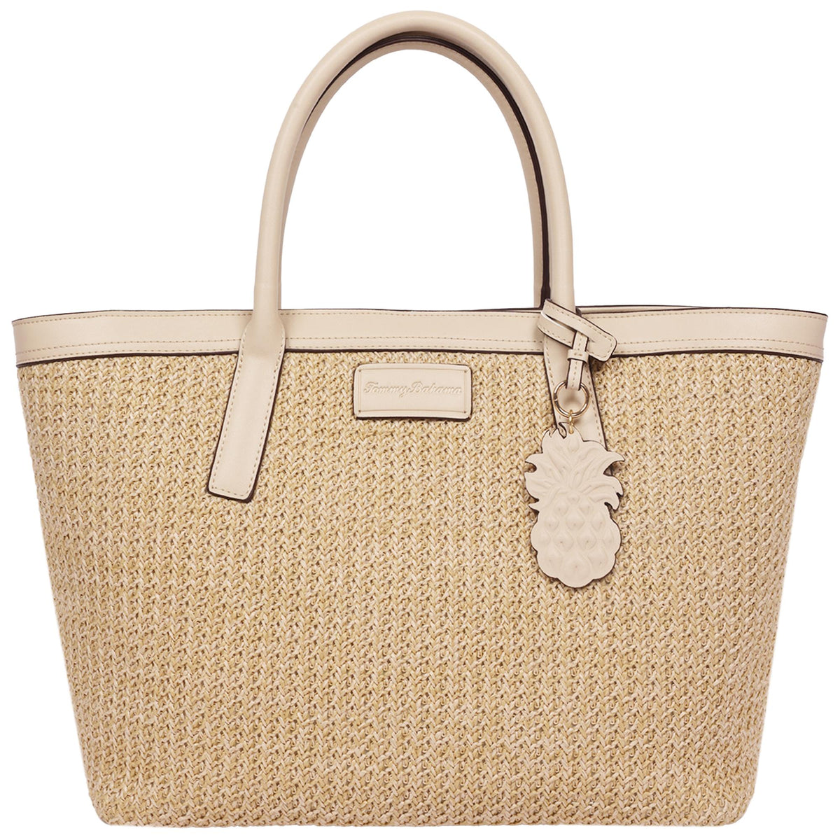 Tommy Bahama Handbags Raffia & PU Large Logo Tote Size 11"