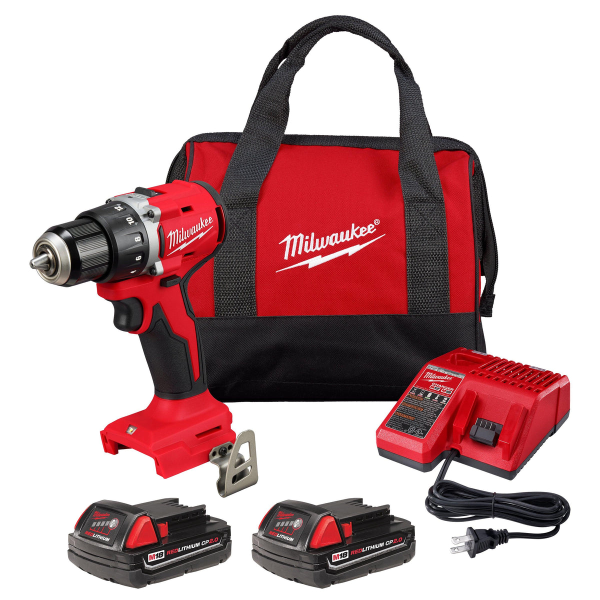 Milwaukee M18 Compact Brushless 1/2" Drill Driver Kit w/ 2 Batteries