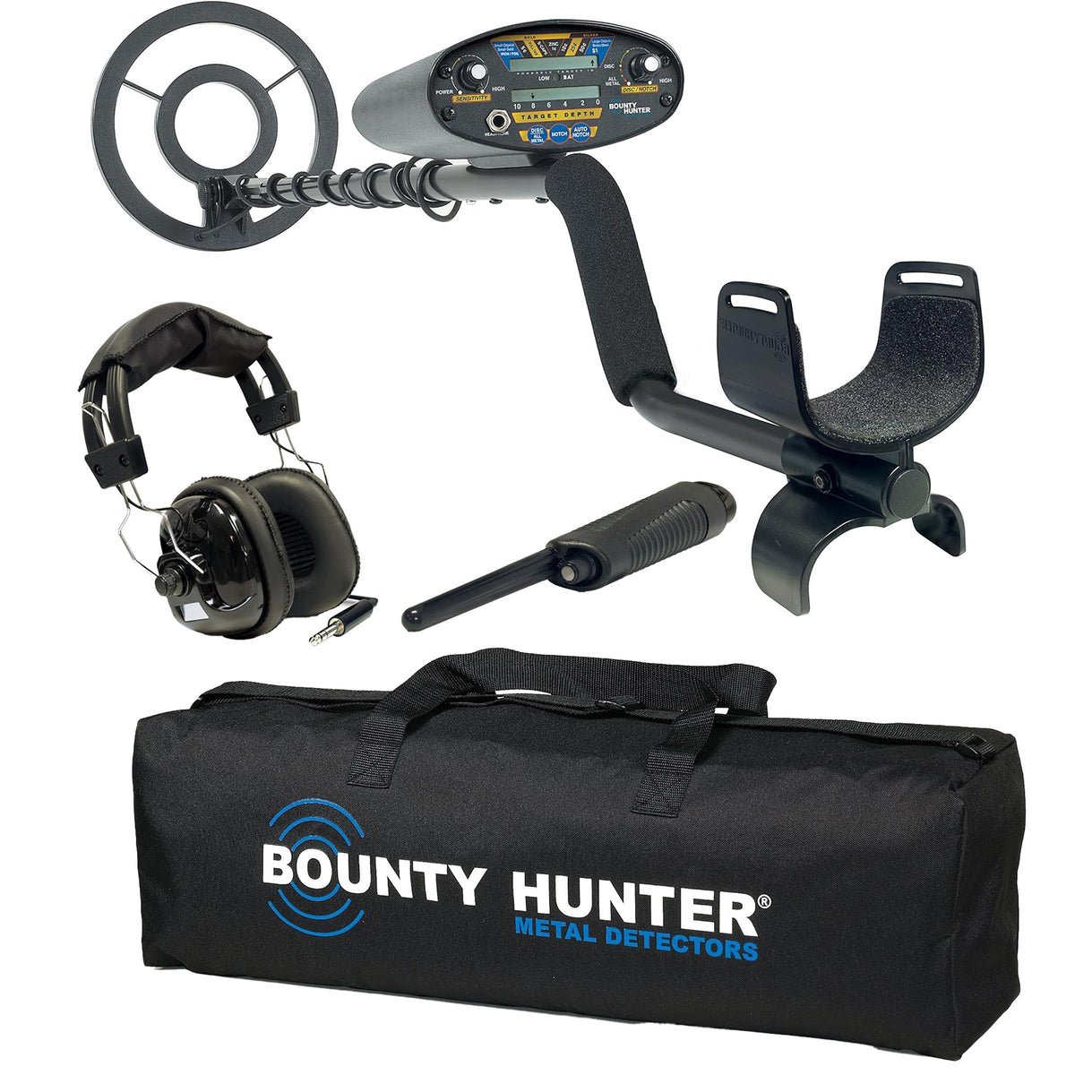 Bounty Hunter Quick Draw II Deluxe Bundle: Metal Detector, Bag, HP, Pinpointer
