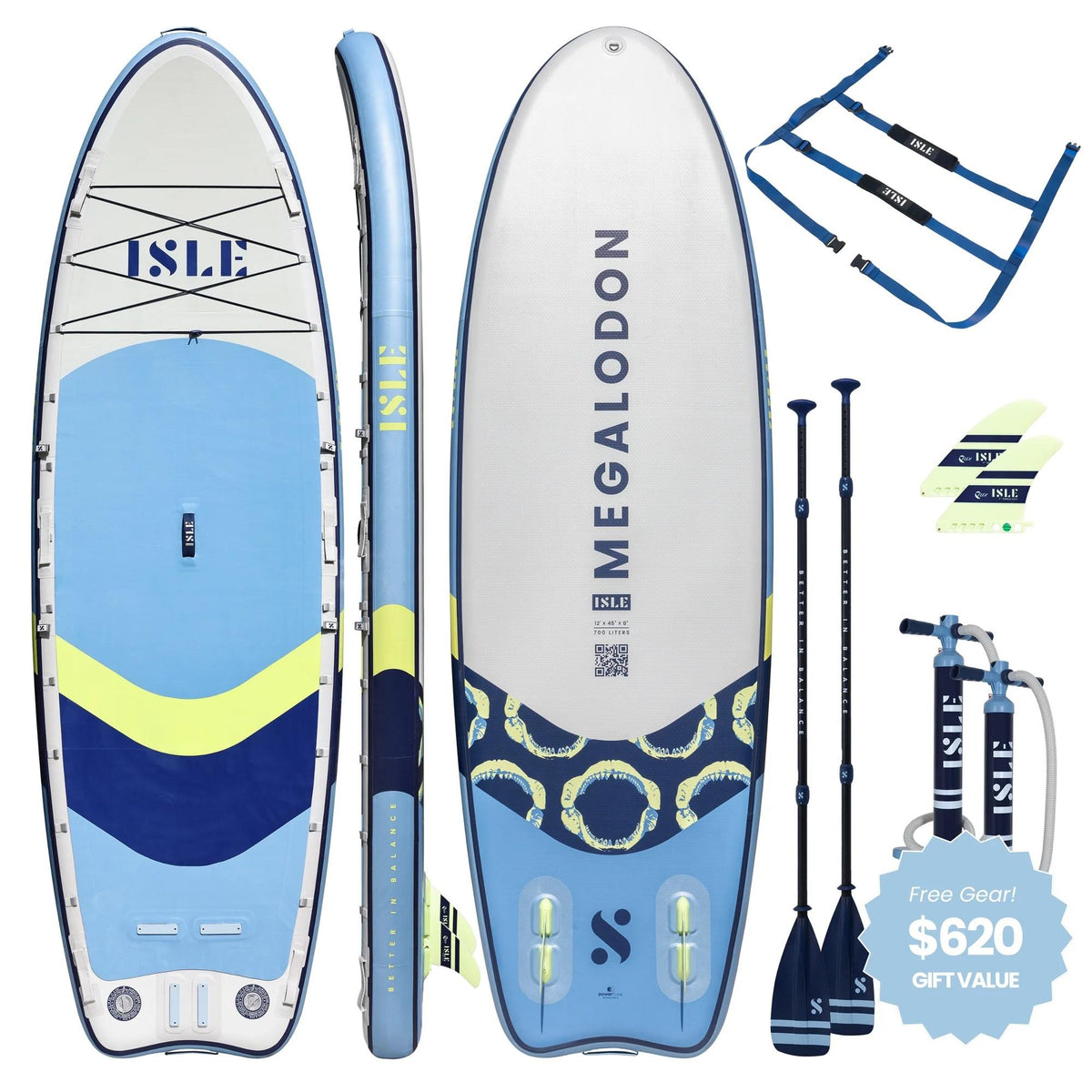 ISLE 12' Megalodon 3 Paddle Board - Slate/Lumin/Navy