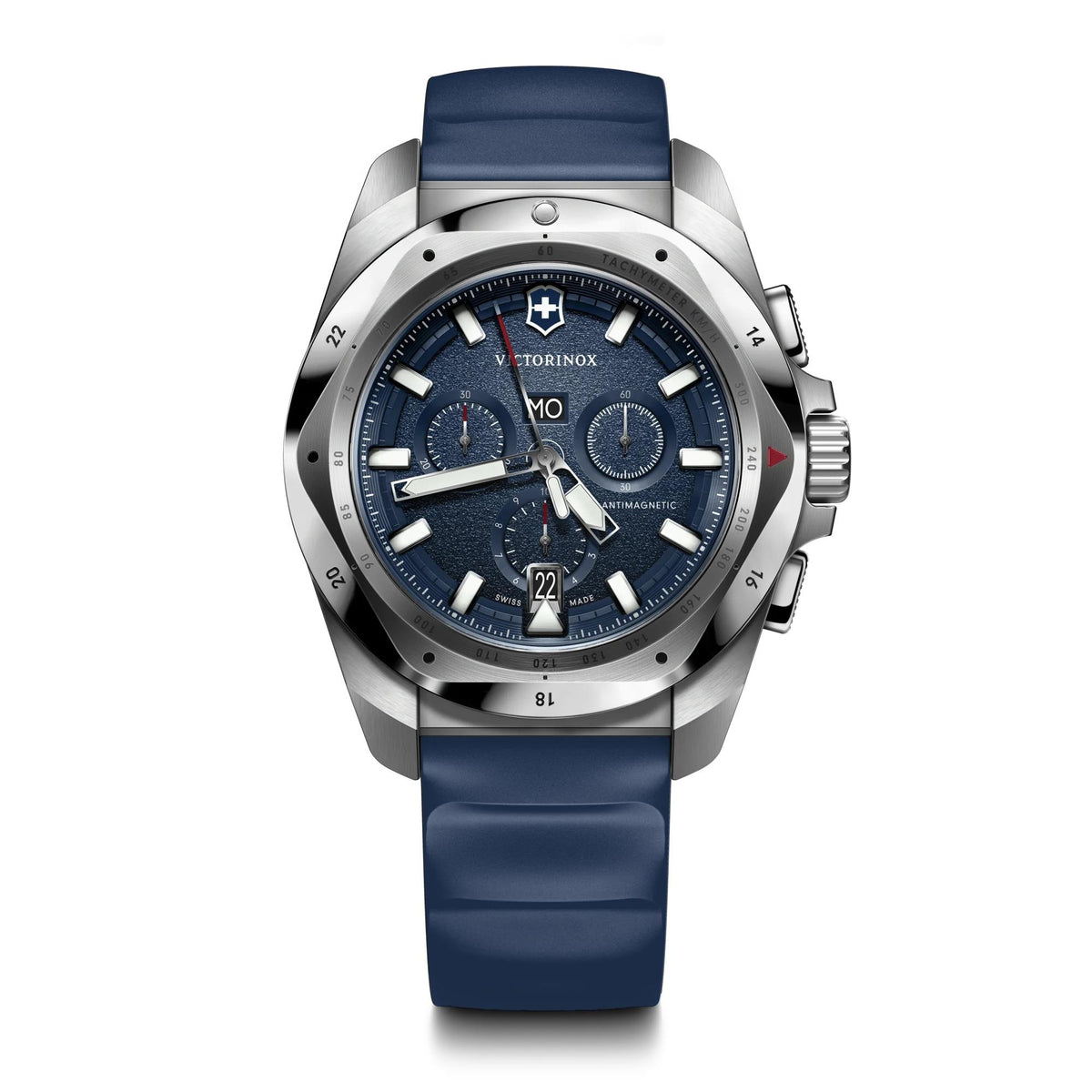 Victorinox Swiss Army I.N.O.X. Chrono, 43mm, Blue Dial, Blue Rubber Strap