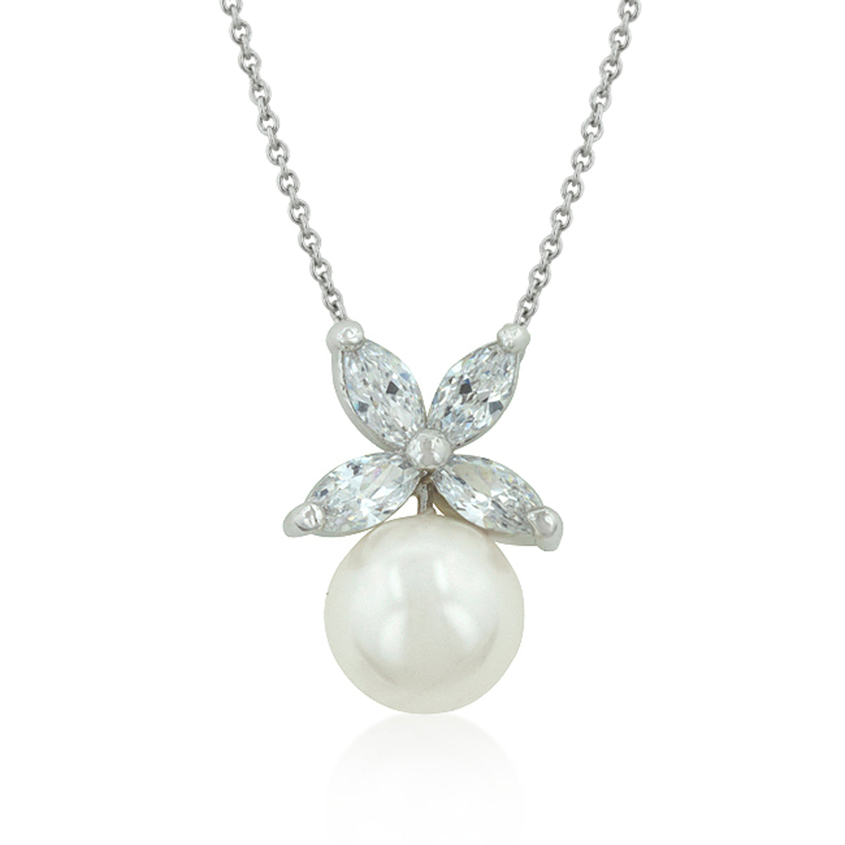 Completely Bella Flower Topped Pearl Pendant Necklace