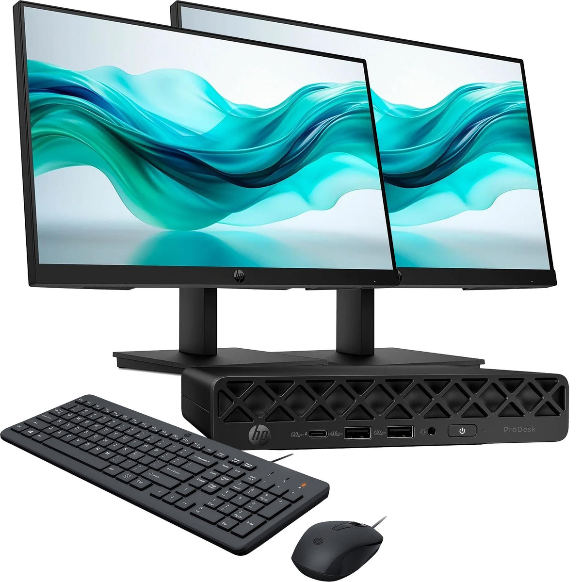 Hewlett Packard Windows 11 Pro Desktop PC with Dual 24in Monitors