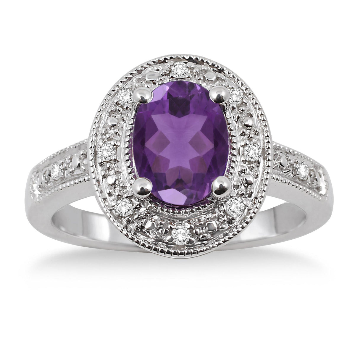 Jilco Inc Amethyst & Diamond Ring 6